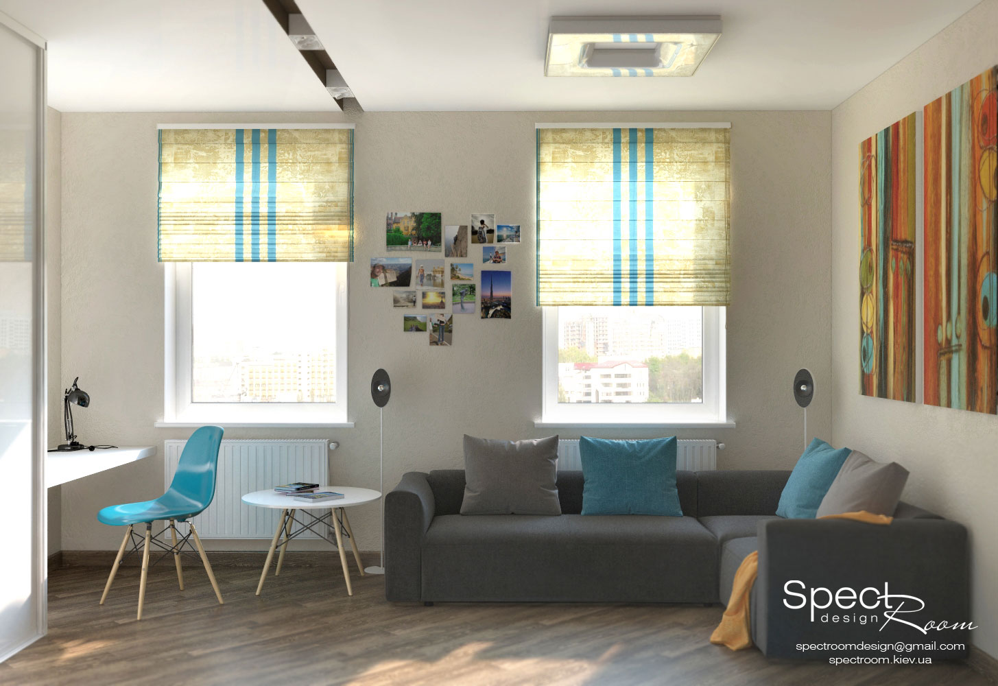 Молодіжний дизайн однокімнатної квартири  - Spectroom